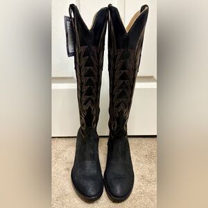 Lucchese Jasmine Black Suede Western Heeled Boots